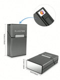 1 Stück Zigarettenetui Box mit Feuerzeug, abnehmbare USB elektrische Feuerzeuge Zigarettenschachtel Halter, gebürstet Aluminium-Zigarettenetui, feuchtigkeitsbeständig und kratzfest, Geschenkverpackung, Vatertag Geschenk Gadgets für Männer