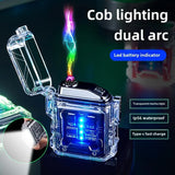 Rechargeable Dual Arc Plasma Lighter - Windproof, IP56 Water Resistant, COB Light, Futuristic Mech Design Gift Box for Men Women Birthday Father's Day