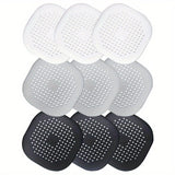 9pcs 5.5 Inches Silicone Square Drain Filter Cover For Shower Kitchen Sink 5.5" TPR Flat Strainer Stopper With Suction Cups Anti-Blocking Hair Catcher Kitchen Bathroom Bathtub Accessories Essentials (Gray+Black+White)