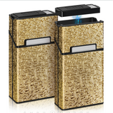 Classic Retro Full Pack Cigarette Case With USB Coil Lighter Suitable For 100's 100mm King Size Cigarettes Moisture-Proof Pressure Resistant Cigarette Storage Box Men's Women's Cigarette Accessories Christmas Gift Commemorative Day Gift Father's Day Gift