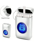 Lafagiet 19PCS Kapazität Zigarettenetui mit USB elektrisches Feuerzeug für 84mm normale Größe, LED-Bildschirm, Rose rot magnetische Art Zigarettenschachtel Lagerung Geschenke für und Frauen Cool Zigarettenhalter