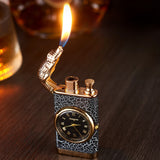 1PC New Creative Metal Windproof Crocodile Lighter Blue Flame Butane Gas Quartz Dial Lighter Turbo Torch Direct Charge Men's Gift