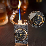 1PC New Creative Metal Windproof Crocodile Lighter Blue Flame Butane Gas Quartz Dial Lighter Turbo Torch Direct Charge Men's Gift