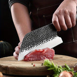 1pc Meat Cleaver Knife, Heavy Duty Kitchen Chef Knife with Hand Forged High Carbon Steel, Non-slip Solid Wood handle for Chopping Bones