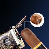 1pc Golden Marble Pattern Jet Lighter, Retro Triple Torch Flame Butane Lighter for Cigar, Premium Windproof Refillable Gas Lighter, Father's Day Birthday Gifts Idea for Men Women Dad (excluding Butane)