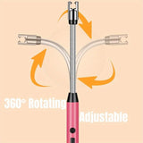 3PCS 360° Rotation Flexible Neck Plasma Lighter Windproof Flameless USB Rechargeable Lighter With LED Power Display Long Electric Electronic Lighter For Candle Gas Stove Ignition Firework