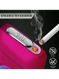 Lafagiet 19PCS Kapazität Zigarettenetui mit USB elektrisches Feuerzeug für 84mm normale Größe, LED-Bildschirm, Rose rot magnetische Art Zigarettenschachtel Lagerung Geschenke für und Frauen Cool Zigarettenhalter