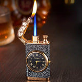 1PC New Creative Metal Windproof Crocodile Lighter Blue Flame Butane Gas Quartz Dial Lighter Turbo Torch Direct Charge Men's Gift
