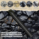 Outdoor Fire Starter Ferro Rod With Gift Box, Drilled Flint And Steel Fire Starter Survival Tool EDC Kit With Whistle, Paracord Lanyard, Ferrocerium For Emergency, Campfires