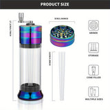 5-In-1 Rainbow Alluminum Metal Manual Spice Grinder With A Foldable Hand Crank, With Cone Londer, Multifunctional Joint Rolling Machine, Cleaning Brush, Easy To Push Button