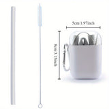 2packs Reusable Straws With Keychain Container, Silicone Foldable Portable Drinking Straw Set Including Cleaning Brush, Suitable For Party Travel, Easy To Clean, Portable, Birthday Anniversary Gifts For Men Women Her Him