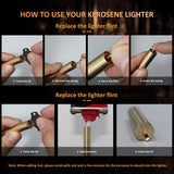 [Vintage Metal Lighter] 2pcs/Set Vintage Metal Brass Windproof Kerosene Lighter, Grinding Wheel Lighter With Flint Thread Set Gift Box, Creative Unique Gifts For Men Dad Husband, Father's Day Gift For Men Dad(Fuel Not Included)