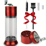 5-In-1 Rainbow Alluminum Metal Manual Spice Grinder With A Foldable Hand Crank, With Cone Londer, Multifunctional Joint Rolling Machine, Cleaning Brush, Easy To Push Button