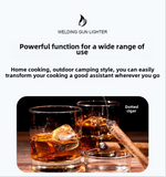 1PC Kitchen Torch Lighter, Pistol-like Metal Welding Gun Refillable Butane Gas Lighter Multi-functional for Outdoor Camping Barbecue Kitchen Cooking, Father's Day Gift for Men Dad(excluding Butane)