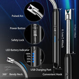 3PCS 360° Flexible Neck Plasma Lighter Windproof Flameless USB Rechargeable Lighter Long Electric Electronic Lighter for Candle Gas Stove Ignition Firework