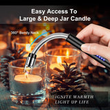 3 Packs USB Rechargeable Electric Lighter, Candle Lighter with Flexible Neck Flameless Windproof 360 Degrees Rotate Arc Lighter, LED Battery Level Indicator and Safety Switch, for Aromatherapy Candle Grill Outdoor Camping BBQ