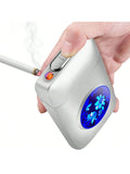 Lafagiet 19PCS Kapazität Zigarettenetui mit USB elektrisches Feuerzeug für 84mm normale Größe, LED-Bildschirm, Rose rot magnetische Art Zigarettenschachtel Lagerung Geschenke für und Frauen Cool Zigarettenhalter