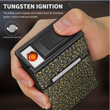 Classic Retro Full Pack Cigarette Case With USB Coil Lighter Suitable For 100's 100mm King Size Cigarettes Moisture-Proof Pressure Resistant Cigarette Storage Box Men's Women's Cigarette Accessories Christmas Gift Commemorative Day Gift Father's Day Gift