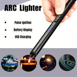 2pcs/set USB Rechargeable Lighter Windproof Flameless Electric Lighters for Candle BBQ Camping Birthday Fireworks, Portable Kitchen Igniter