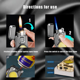 1Pc Dual Soft Flame Windproof Lighter Gas Lighter With Illumination USB Rechargeable COB Illuminator Butane Torch Lighter Suitable For Kitchen Outdoor Camping And Hiking (No Gas)
