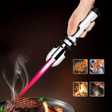 1pc Firesaber Lighter, Windproof Metal Torch Lighter With Safety Lock Adjustable Flame, Refillable Butane Gas Jet Lighter Good Helper For Candle Kitchen Outdoor Grill Camping BBQ Brulee Pudding Firework Fireplace