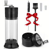 5-In-1 Rainbow Alluminum Metal Manual Spice Grinder With A Foldable Hand Crank, With Cone Londer, Multifunctional Joint Rolling Machine, Cleaning Brush, Easy To Push Button