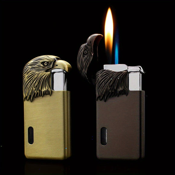 American Eagle Windproof Jet Flame & Soft Flame Lighter Refillable Butane Gas Torch Lighter Dual USE For Both Outdoor Camping Campfire Ignition Birthday Christmas Gifts For Men Women Him Her Dad Friend (No Gas)