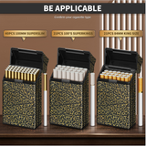 Classic Retro Full Pack Cigarette Case With USB Coil Lighter Suitable For 100's 100mm King Size Cigarettes Moisture-Proof Pressure Resistant Cigarette Storage Box Men's Women's Cigarette Accessories Christmas Gift Commemorative Day Gift Father's Day Gift