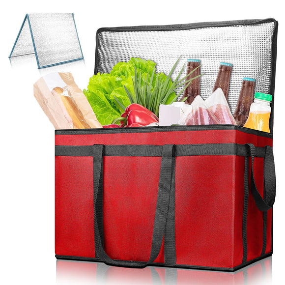 4 Pcs/Set Insulated Food Delivery Bags With Hard Bottom, Reusable XXXL Large Black Grocery Tote Bag, L23*W14*H15 Inches For Hot Cold Food Delivery, Groceries, Travel, Shopping