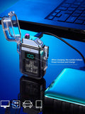 Single USB Rechargeable Plasma Lighter, Waterproof & Windproof Arc Lighter with LED Power Display, Transparent Durable Case for Kitchen, Gas Stove, Candles, BBQ, Camping