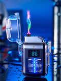 Single USB Rechargeable Plasma Lighter, Waterproof & Windproof Arc Lighter with LED Power Display, Transparent Durable Case for Kitchen, Gas Stove, Candles, BBQ, Camping