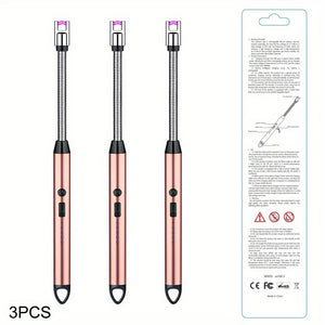 3PCS 360° Flexible Neck Plasma Lighter Windproof Flameless USB Rechargeable Lighter Long Electric Electronic Lighter for Candle Gas Stove Ignition Firework