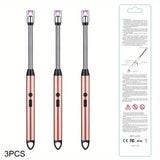 3PCS 360° Flexible Neck Plasma Lighter Windproof Flameless USB Rechargeable Lighter Long Electric Electronic Lighter for Candle Gas Stove Ignition Firework