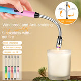 3PCS 360° Rotation Flexible Neck Plasma Lighter Windproof Flameless USB Rechargeable Lighter With LED Power Display Long Electric Electronic Lighter For Candle Gas Stove Ignition Firework