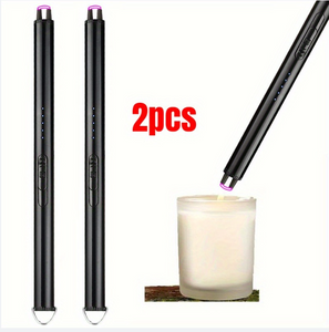 2pcs/set USB Rechargeable Lighter Windproof Flameless Electric Lighters for Candle BBQ Camping Birthday Fireworks, Portable Kitchen Igniter