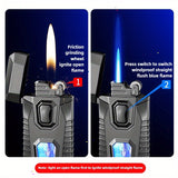 1pc Dual Flame Lighter With Adjustable Soft Flame And Jet Flame Butane Lighter Cycle Inflation Windproof Lighter Suitable For Aromatherapy Camping Men's Gift Box Packaging Father's Day Gift (Excluding Fuel)