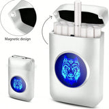 Lafagiet 19PCS Kapazität Zigarettenetui mit USB elektrisches Feuerzeug für 84mm normale Größe, LED-Bildschirm, Rose rot magnetische Art Zigarettenschachtel Lagerung Geschenke für und Frauen Cool Zigarettenhalter