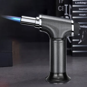 Powerful Windproof Blue Flame Kitchen Torch Lighter Jet Flame Lighter Refillable Butane Gas Lighter Adjustable Flame With Safety Lock Suitable For Outdoor Barbecue Cooking Kitchen Baking, Metal Welding Gun Camping Equipment (No Gas)