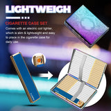 2PCS/SET Retro Metal Cigarette Case With Lighter Can Hold 100mm Cigarettes Storage Box Classic Floral Smell-Proof Pressure Resistant Cigarette Box For 100's King Size Cigarette Smoking Accessaries Christmas Father's Day Gift Ideas For Men Women