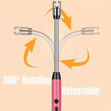 3PCS 360° Rotation Flexible Neck Plasma Lighter Windproof Flameless USB Rechargeable Lighter With LED Power Display Long Electric Electronic Lighter For Candle Gas Stove Ignition Firework