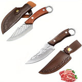 Pocket Knife 2PCS/SET Stainless Steel Sharp Kitchen Carving Knife Vegetable Knife Fruit Knife Kitchen Camping Barbecue Cutting Knife Multi purpose Straight Knife Outdoor Enthusiast Gift, Father's Day Men's Gift Dad