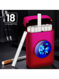 Lafagiet 19PCS Kapazität Zigarettenetui mit USB elektrisches Feuerzeug für 84mm normale Größe, LED-Bildschirm, Rose rot magnetische Art Zigarettenschachtel Lagerung Geschenke für und Frauen Cool Zigarettenhalter
