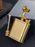 1PC Retro Style Kerosene Oil Trench Lighter, Antique Copper Permanent Match Striker, Refillable Kerosene Oil Lighter With Grinding Wheel Outdoor Fire Starter Flint Strikers Waterproof Matchstick Metal Lighter, Perfect For Outdoor Camping, Survival, Hiking