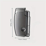 Dual Jet Flame Lighter With Pounch, Multifunctional Butane Torch Lighter, Visible Gas Tank, Classic Windproof Refillable Gas Lighter Gifts For Men Dad Birthday Gifts (Excluding Butane)