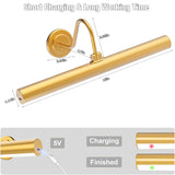 1PC Picture Light For Wall, 4000mAh Rechargeable Wireless Remote, 13'' Dimmable Magnetic LED Art Display Light With 3 Color Temperatures,Wall Light with Swing Arm For Gallery, Living Room, Bedroom, Hallway