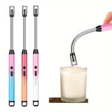 3PCS 360° Rotation Flexible Neck Plasma Lighter Windproof Flameless USB Rechargeable Lighter With LED Power Display Long Electric Electronic Lighter For Candle Gas Stove Ignition Firework