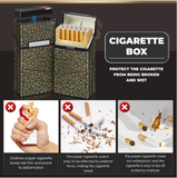 Classic Retro Full Pack Cigarette Case With USB Coil Lighter Suitable For 100's 100mm King Size Cigarettes Moisture-Proof Pressure Resistant Cigarette Storage Box Men's Women's Cigarette Accessories Christmas Gift Commemorative Day Gift Father's Day Gift