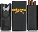 Cigarette Case, 3pcs Holder, Cigarettes Travel Case, Cedar Lined, Leather Made Cigarette Humidor With Stainless Cutter, Christmas Gift For Men Dad