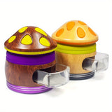 Cute Mushroom Zinc Alloy Metal Spice Grinder, 4 Layers Tobacco Grinder, Portable Stylish Wood Like Spice Grinder, Come With Cleaning Brush, Cone Holder Tubes, 5-In-1 Gift For Women Men