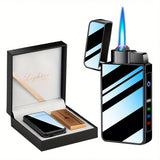 1PC Dual Flame Plasma Double Arc Lighter Windproof Jet Torch Lighter Adjustable Jet Flame Refillable Butane Gas Lighter USB Rechargeable Electric Electronic Lighter, Gift Box Package, Gift Ideas For Men Women Dad Him Her